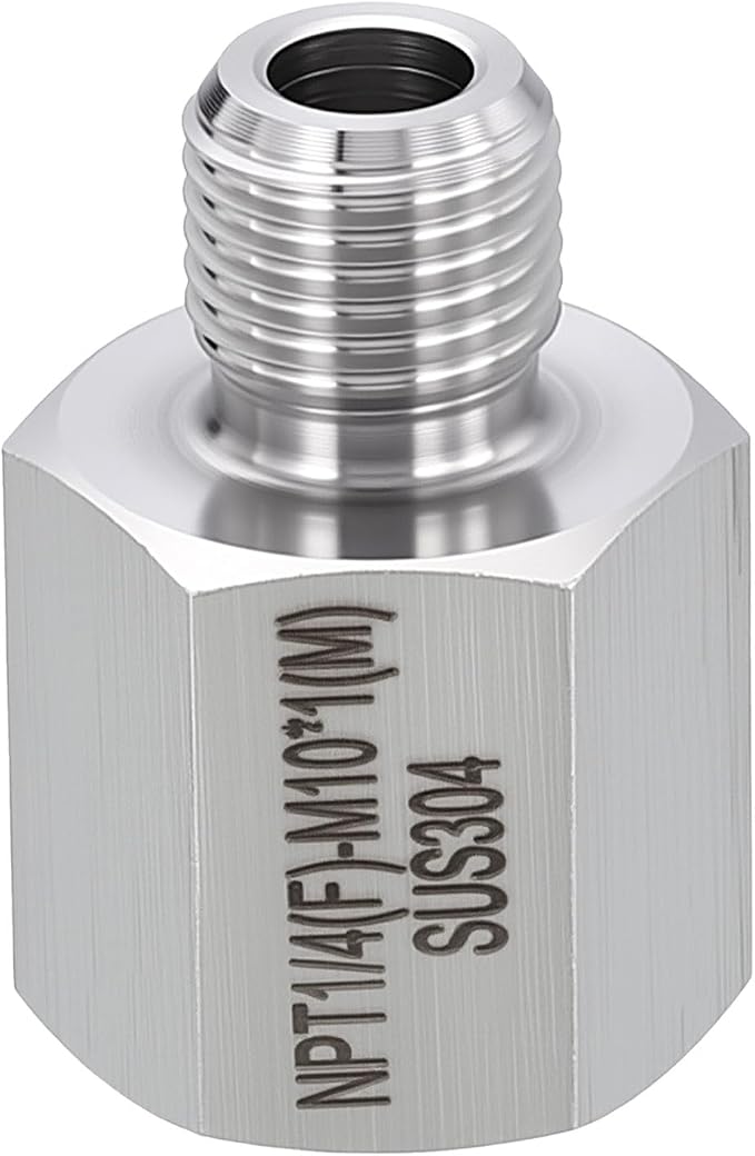 1 Pack 304 Stainless Steel Male to FeMale Adapter, M8*1 Male x 1/8" FeMale NPT by Rebower