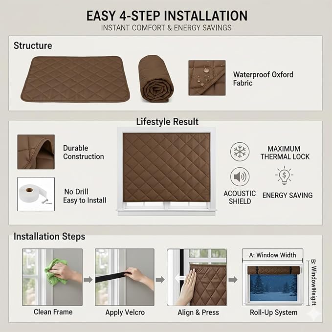 Thermal Insulated Window Cover for Winter, Heavy Duty Oxford Cloth Thermal - Image 8