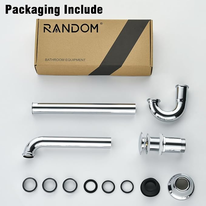 RANDOM Brass P Trap with Bathroom Sink Stopper Kit Without Overflow, Chrome - Image 9
