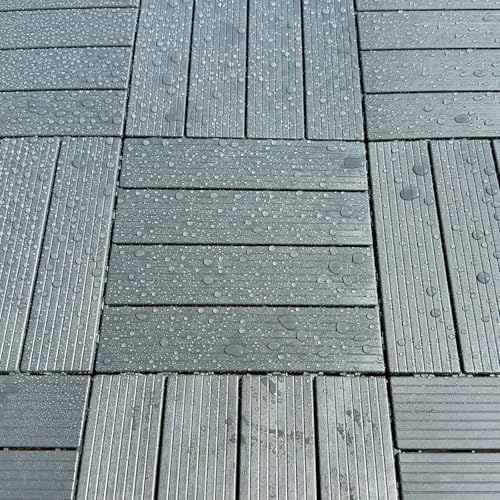 60 Pack Plastic Interlocking Deck Tiles, 60 sq. ft Patio Deck Tile, Dark Gray - Image 6
