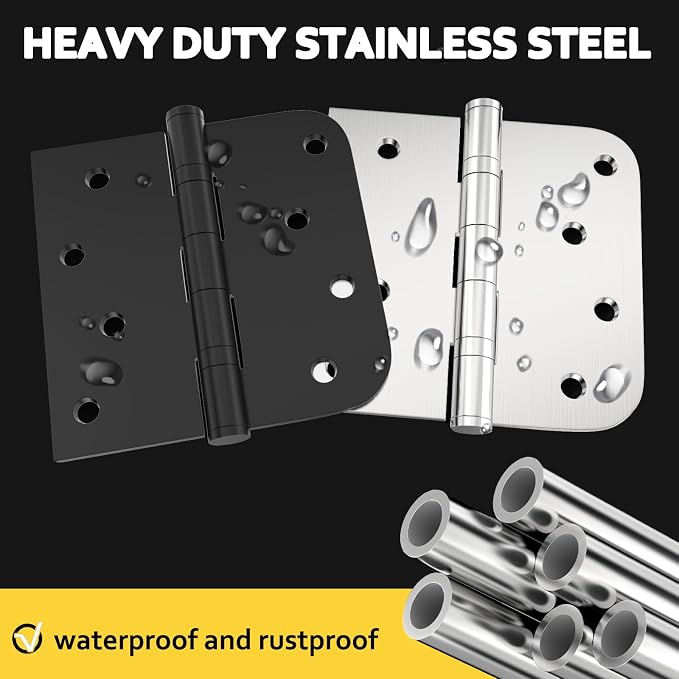 Ball Bearing Door Hinges, 4 x 4 Inch Stainless Steel Matte Black, 3 Pack | - Image 3