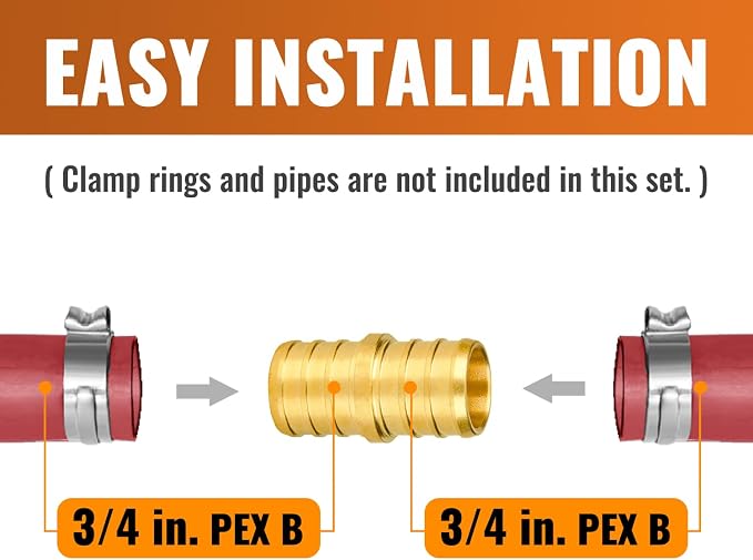 5-Pack 3/4 Inch PEX Coupling Fittings | Brass - Image 4