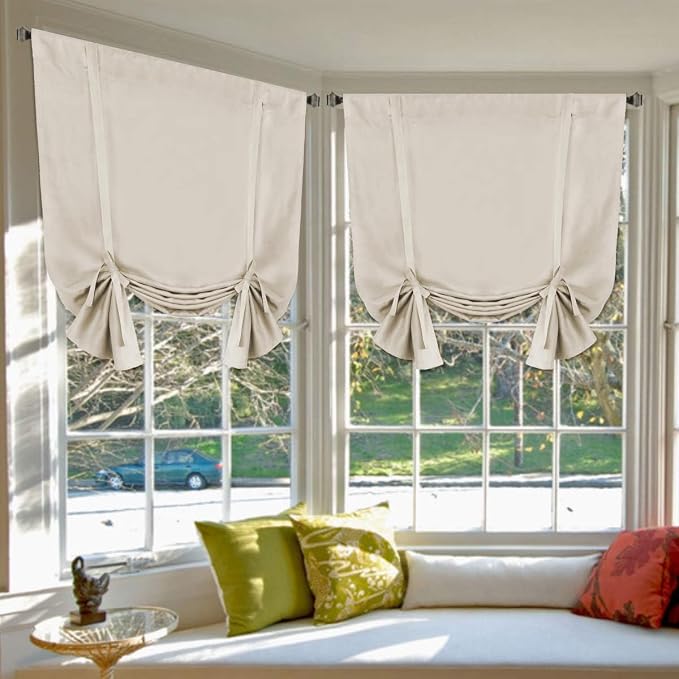 H.VERSAILTEX Blackout Tie Up Curtain Thermal Insulated Curtains Bathroom by HVERSAILTEX