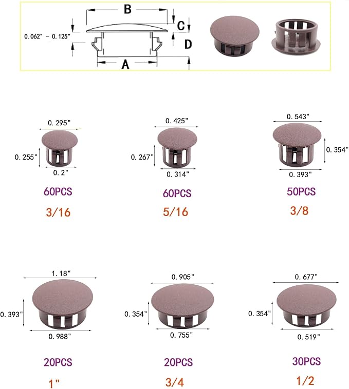 240Pcs 6 Sizes Plastic Hole Plugs, Plastic Plugs - Image 4