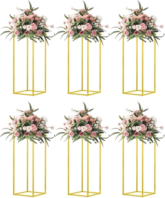 23.6inch 6 pcs Column Vases Gold Centerpieces by MEISHAONV