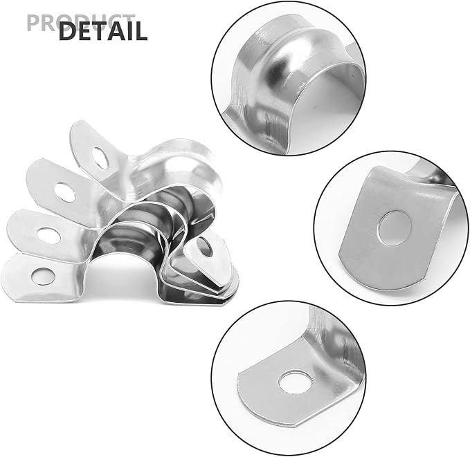 20Pcs 3/4 Inch Stainless Steel Conduit Clamps | Two Hole Strap, U Bracket - Image 3