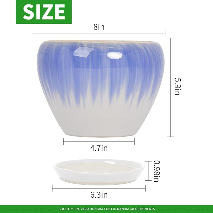 Deep Dream 8 Inch Plant Pots- Ceramic Pots - Image 2