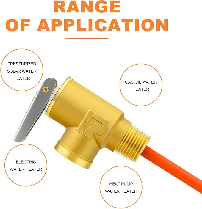 GASHER 1/2" NPT RV Water Heater Temperature & Pressure Relief Valve - Image 5