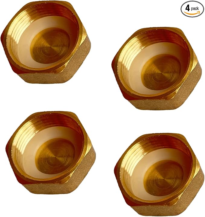 3/4” Brass Hex Pipe Caps and Plugs, Female Thread Cap Plug Adapter Coupling by FUATY