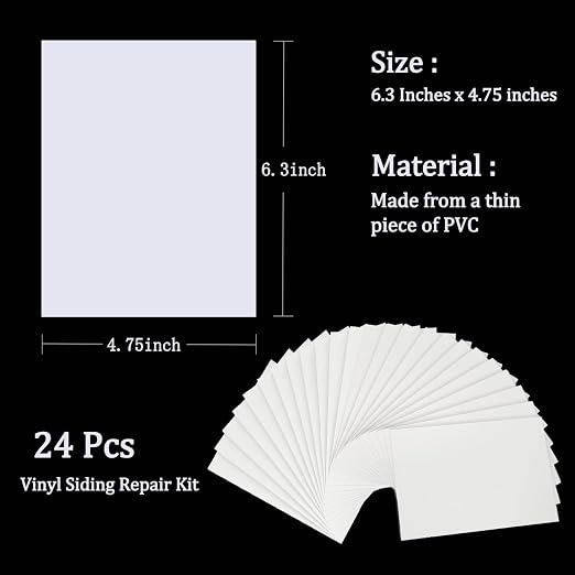 Vinyl Siding Repair Kit 24Pcs 6.3X4.75Inch Self-Adhesive Vinyl Siding Patch PVC - Image 4