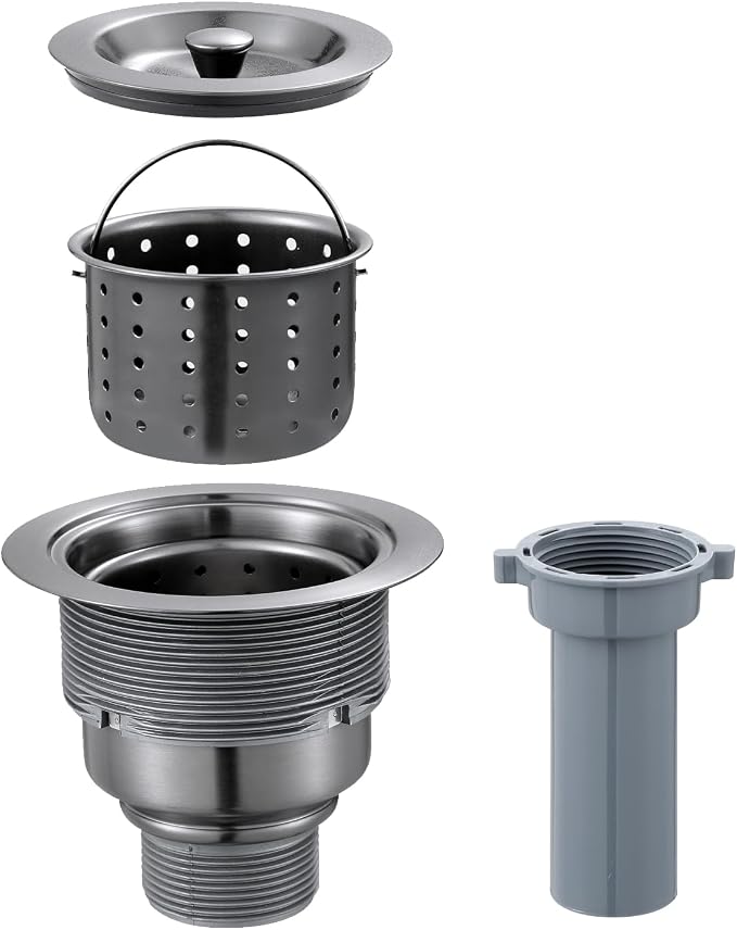 ROVOGO Kitchen Sink Drain Assembly Gunmetal Black, Deep Strainer Basket by ROVOGO