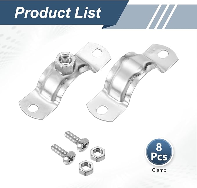 HARFINGTON 8 Pcs Adjustable Pipe Bracket Clamps 1-1/4" Stainless Steel Wall - Image 3