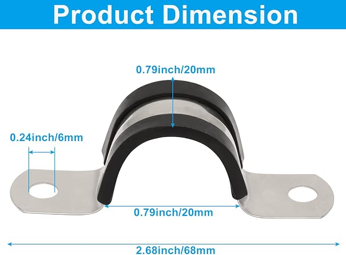 BokWin 3/4 Inch Stainless Steel Rigid Pipe Strap, Cable Clamp Hanger, Pipe - Image 2