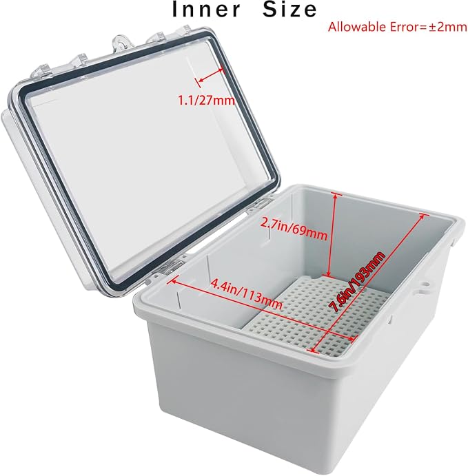 Junction Box, Hinged Grey Clear Cover IP67 Waterproof ABS Project Box - Image 3