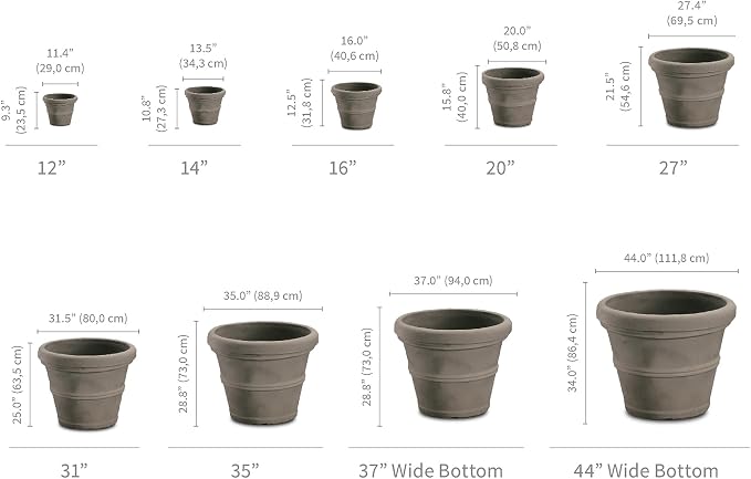 Crescent Garden Brunello Classic Rolled Rim Planter Pot, Indoor/Outdoor Plastic - Image 5