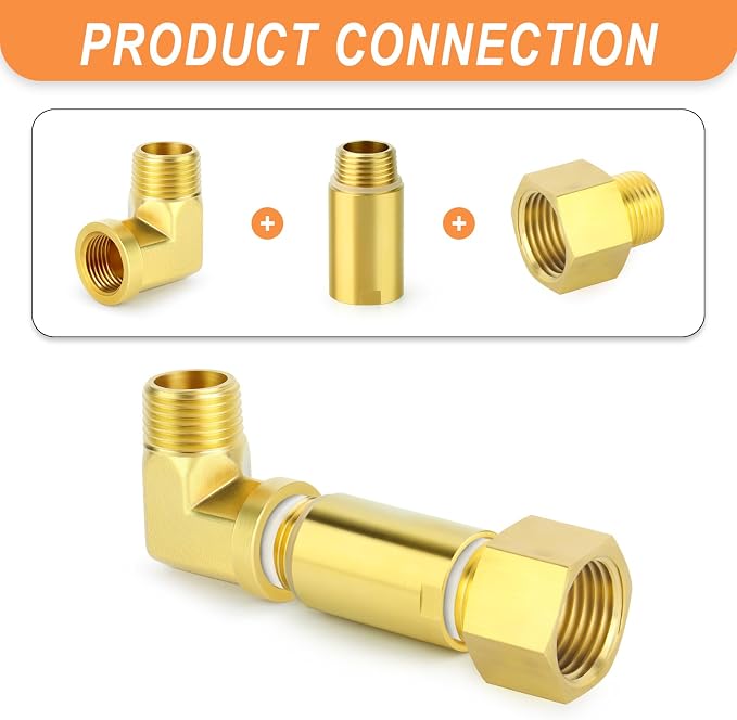 GASHER 2Pcs Brass Pipe Plumbing Adapter - Image 3