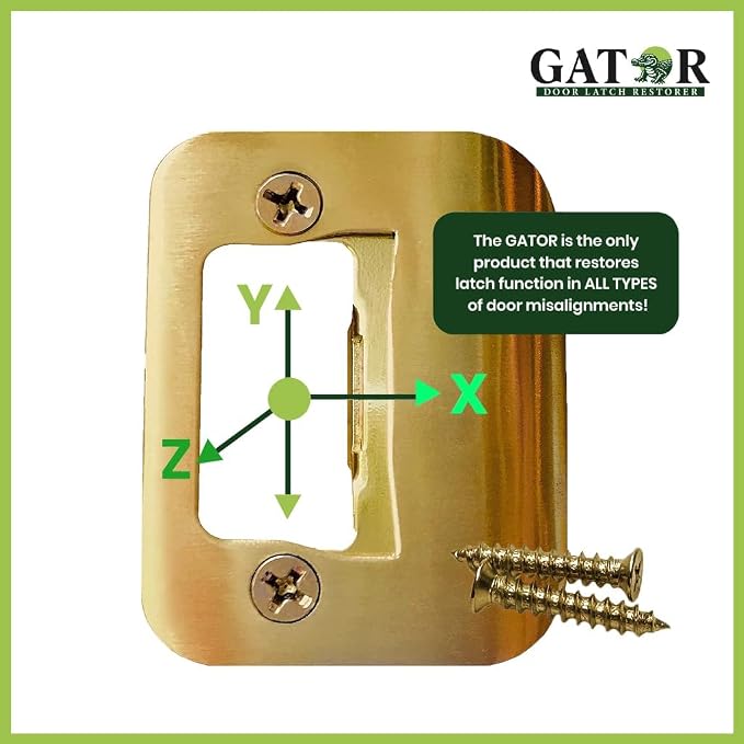 Gator Door Strike Plate 2-1/4" Latch Restorer, Bright Brass, No Chiseling - Image 5