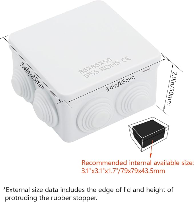 ABS Plastic Dustproof Water Resistant IP55 Junction Box Universal Electrical - Image 2