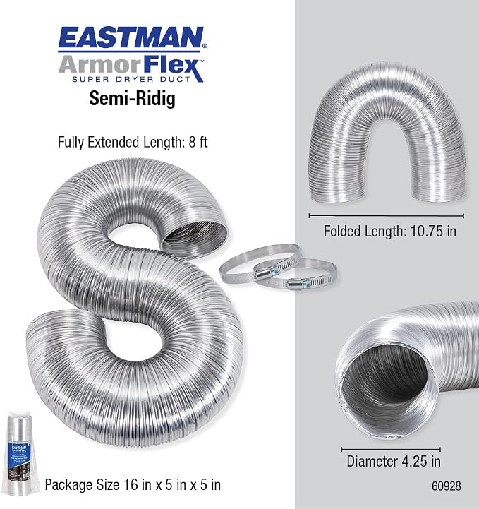 Eastman 8 Foot ArmorFlex Dryer Vent, Flexible Aluminum Duct - Image 13