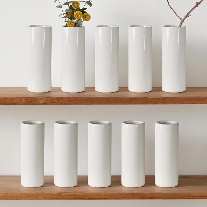 Modern White Ceramic Vase Set of 10 by LIZOFER