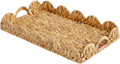 StorageWorks Wicker Scalloped Edge Serving Tray, Scalloped Rattan Tray | by StorageWorks