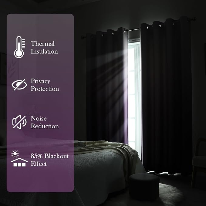 HOMEIDEAS Purple Ombre 100% Blackout 52W x 63L 2 Panels | Gradient, Room - Image 6