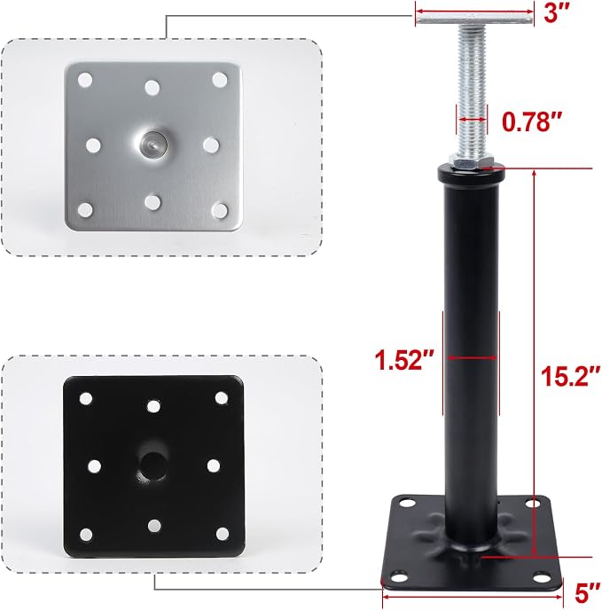 4-Pack House Floor Jacks, 16–20 Inch Adjustable Steel Posts, Suitable - Image 2