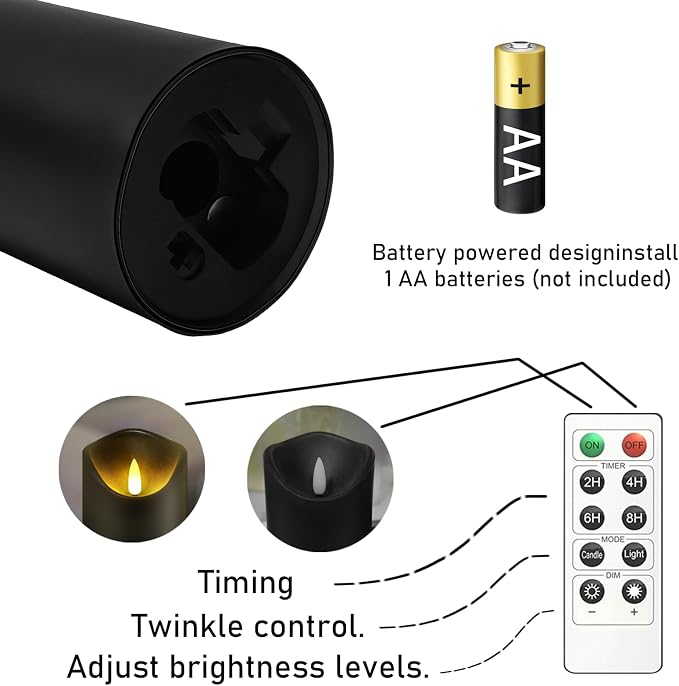 kakoya Flickering Flameless Candles, Battery Operated Plastic LED Pillar Candles - Image 7