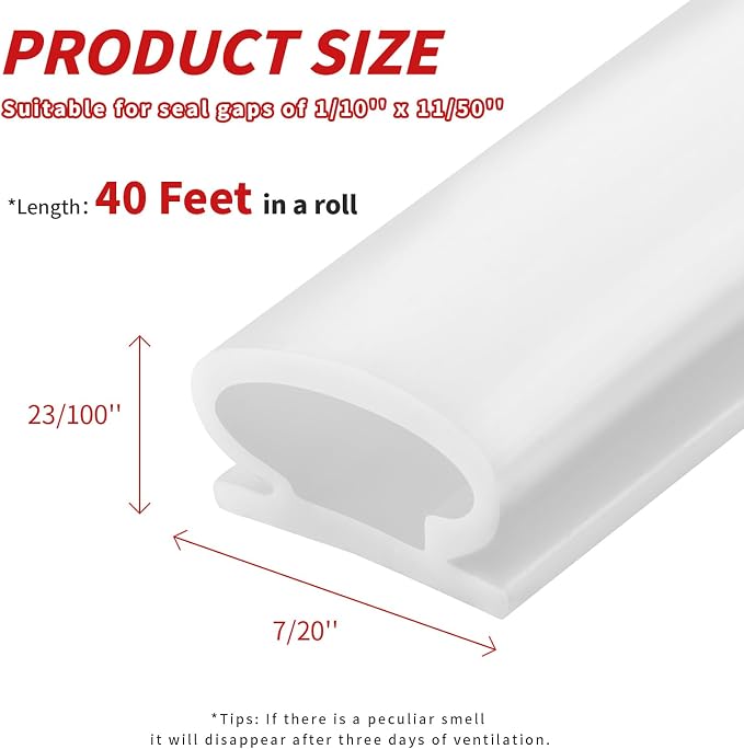 40 Feet Rubber Weather Stripping Door Seal Strip, Self-Adhesive Backing D-Shape - Image 5