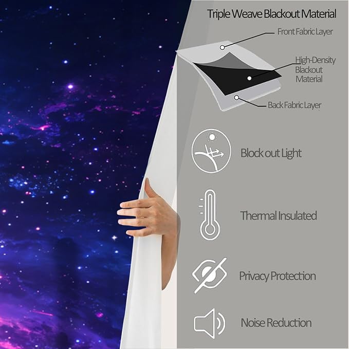 Nebula Blackout Curtains for Bedroom, Universe Starry Sky Curtains for Living - Image 5