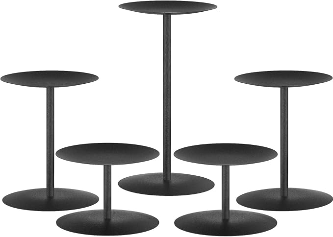 smtyle Black Candle Stands for Pillar Candles, Reversible Set of 5 | Five by smtyle