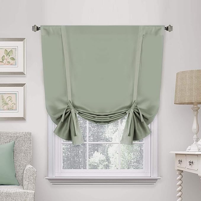 H.VERSAILTEX Solid Blackout Curtain Energy Efficient Tie Up Shades Rod Pocket by HVERSAILTEX