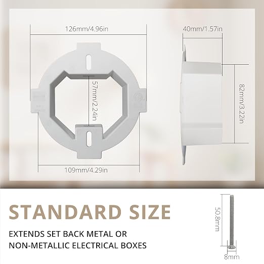 BE1R Outlet Box Extender, cETLus Certified Round Ceiling Box Extender | - Image 2