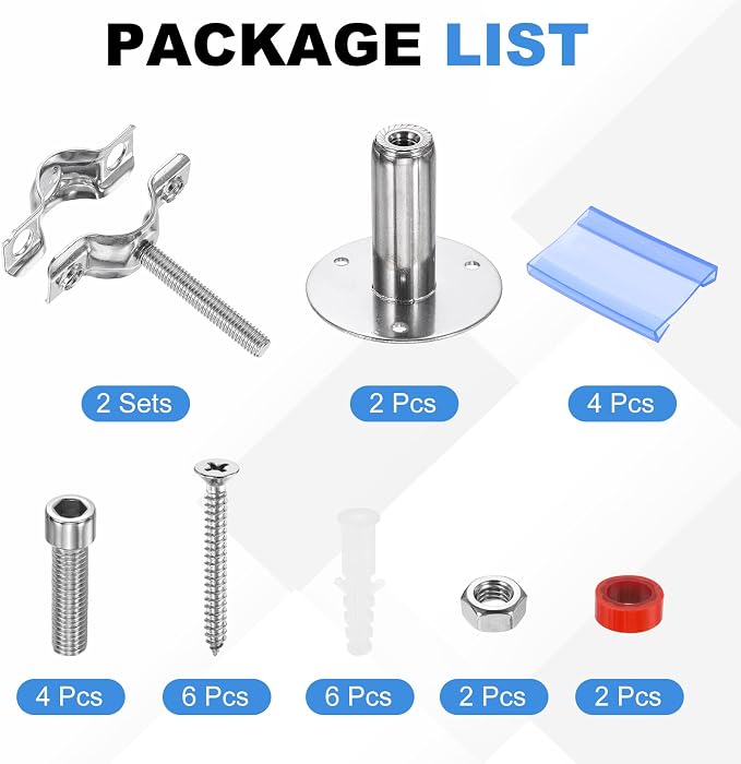 HARFINGTON 2 Set Wall Mount Ceiling Mount Pipe Supports 304 Stainless Steel - Image 3