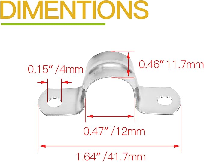 Piutouyar 50 Pack 12mm Two Hole Strap U Bracket, 1/2 Inch | 304 Stainless Steel - Image 2