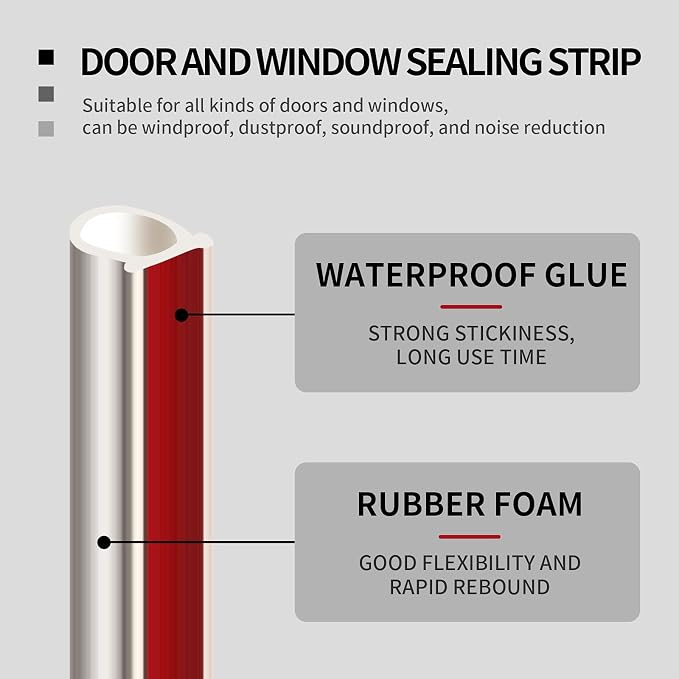 39.4 Ft Weather Stripping Door Seal Strip - Image 3