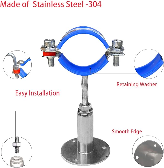 Wall Mount Ceiling Mount Pipe Supports, Adjustable Pipe Clamps - Image 4