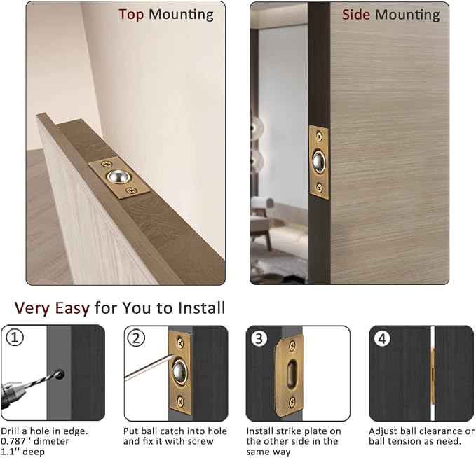 JQK Closet Ball Catch Door Hardware, Stainless Steel Catch Adjustable - Image 3