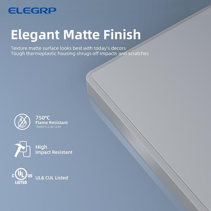 ELEGRP 1-Gang Screwless Decorative Wall Plates, Mid-Size Unbreakable - Image 2