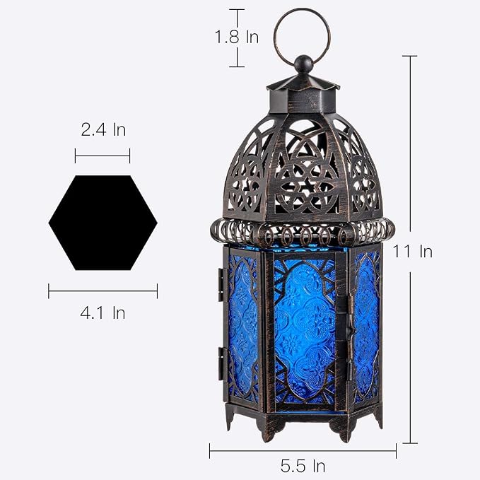 NEEDOMO Hanging Moroccan Lantern, 12.8'' Vintage Candle Holder, Metal Lanterns - Image 5