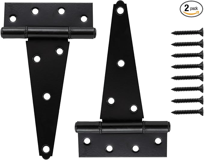 HOME MASTER HARDWARE 8" Heavy Duty Gate Hinges, 2 Pack T Strap Hinges | Steel by HOME+MASTER+HARDWARE