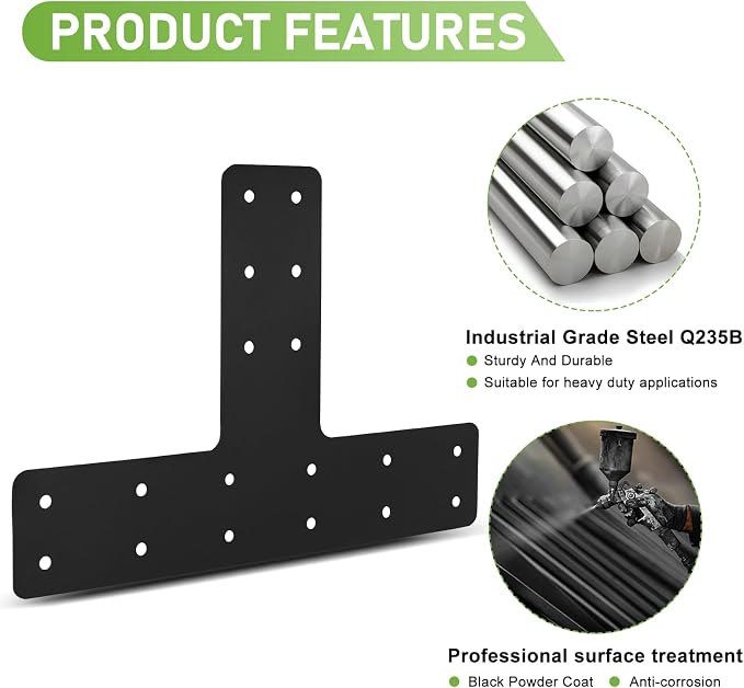 T Post Bracket 4PCS, 6x6 Lumber | Black Powder Coated Heavy Duty Pergola - Image 3