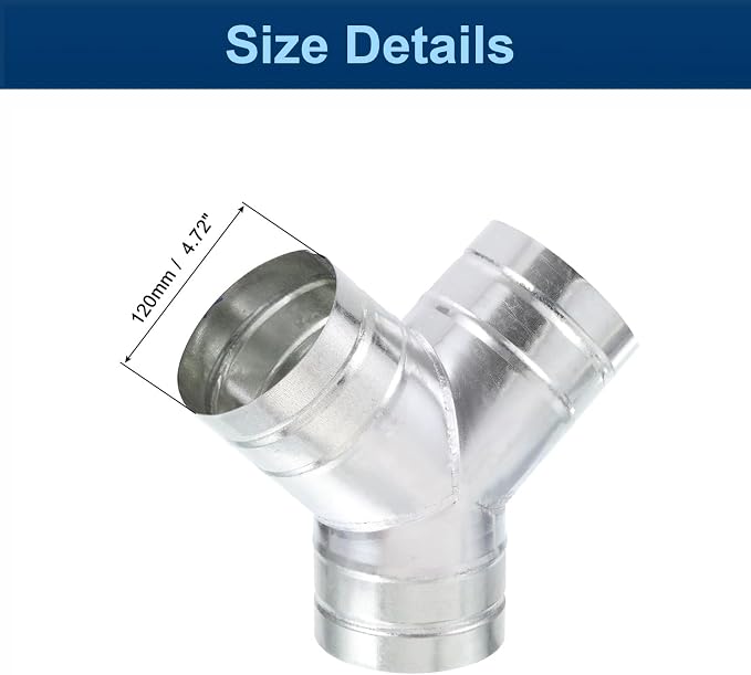 Y Shape 5"x5"x5" Duct Splitter, 3 Way Duct Hose Connector, 90° Degree Dust - Image 2