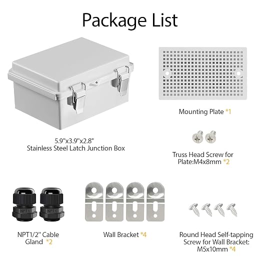 Electrical Box, IP67 Waterproof Hinged Cover Stainless Steel Latch Junction Box - Image 9