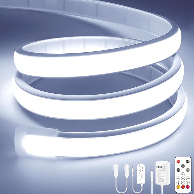 Lamomo COB LED Strip Lights, 16.4Ft White Dimmable Self-Adhesive Led Rope Light by Lamomo