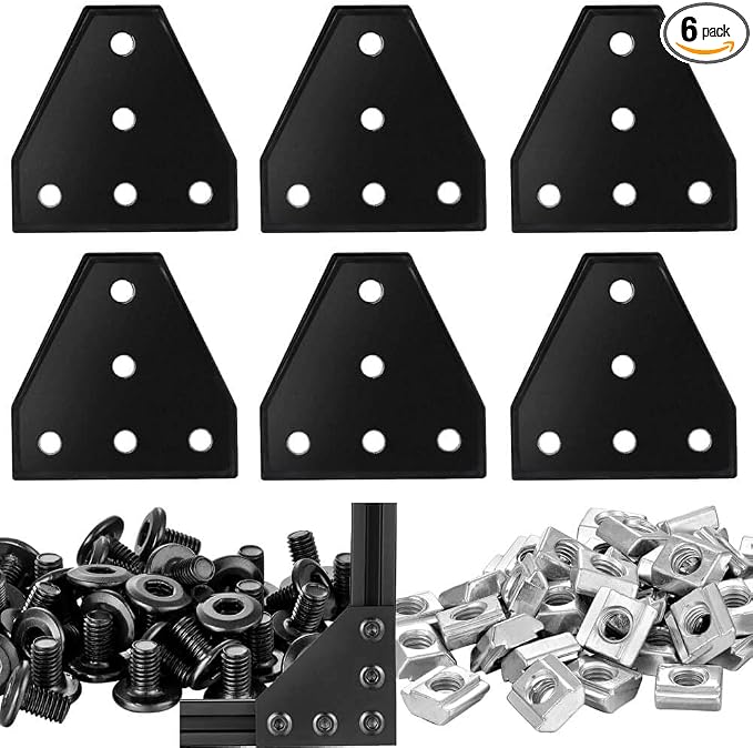 6Sets 2020 Corner Bracket Connectors 5 Hole T Shape Joint Plates by IXGNIJ