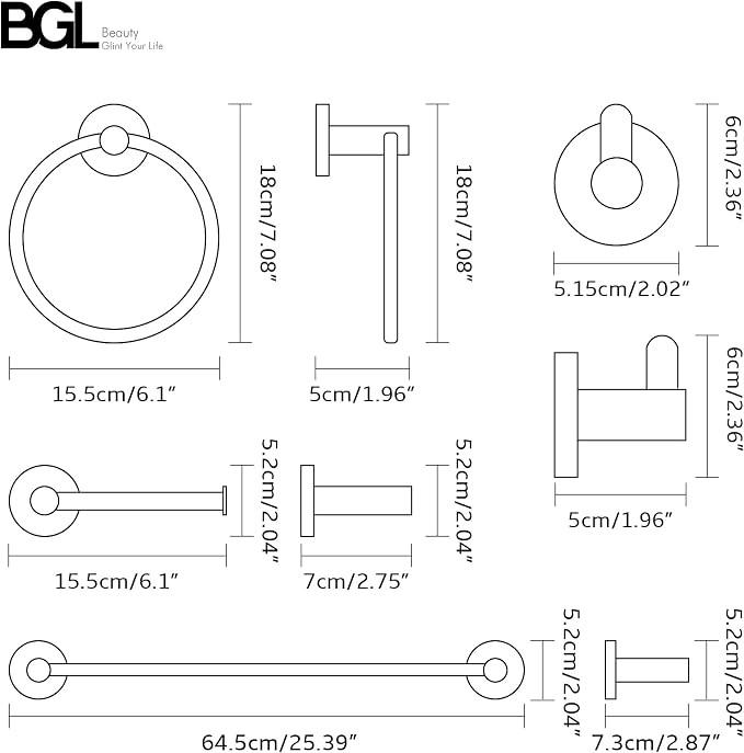BGL Bathroom Accessory Set Chrome 4 Pieces Bathroom Towel Rack 24 Inches - Image 6