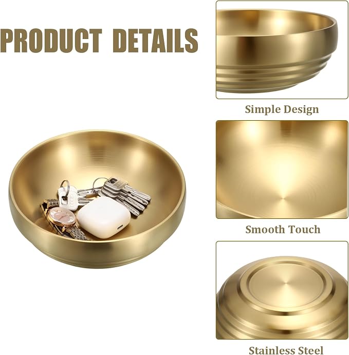 7.4" Gold Decorative Bowl, 2 Packs Key Bowls - Image 6
