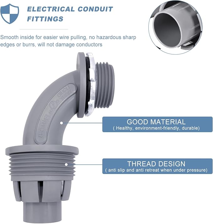 3/4 inch Liquid Tight Connector 90 Degree PVC Flexible Conduit Connector - Image 6