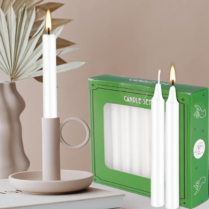 Howemon White Candles Set of 40, Unscented Mini Taper Candle - Image 4